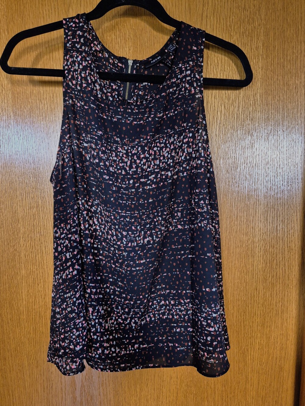 Apt. 9 Black Breezy Summer Sleeveless Printed Tank with Pink Speckle Size PXL